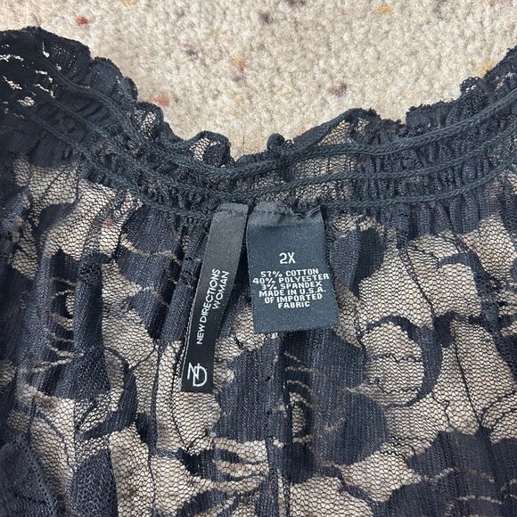 Y2K Black Floral Rose Mesh Top Whimsigoth Fairy See Through Romantic Size 2X Wom - Picture 5 of 5